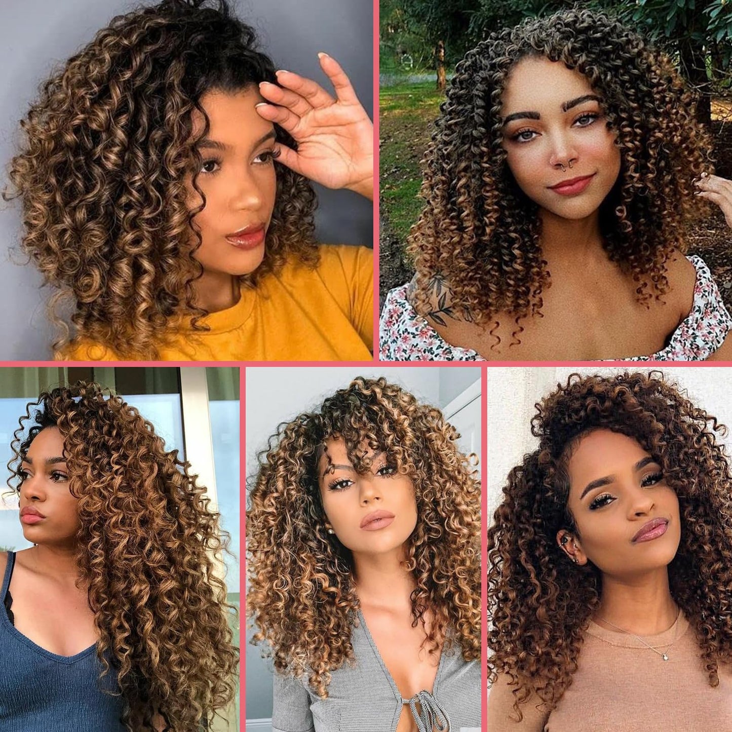 Leeven 10 Inch 8 Packs Gogo Curl Crochet Hair Ombre Brown Pre Looped Ocean Wave Crochet Hair Short Deep Twist Curly Bohemian Crochet Box Braids Synthetic Water Wave Braiding Hair for Women