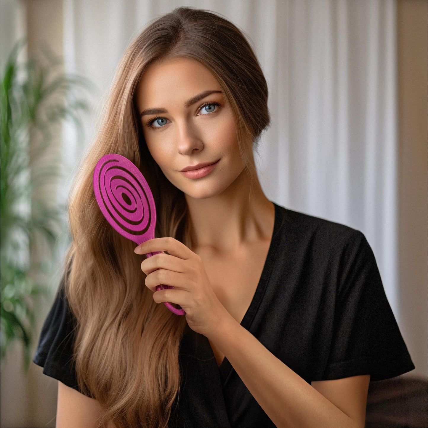 Ninabella Detangling Hair Brush for Women & Men - Does not Pull - Straightening Brushes for Straight, Curly & Wet Hair - Unique Spiral Hairbrush - Pink