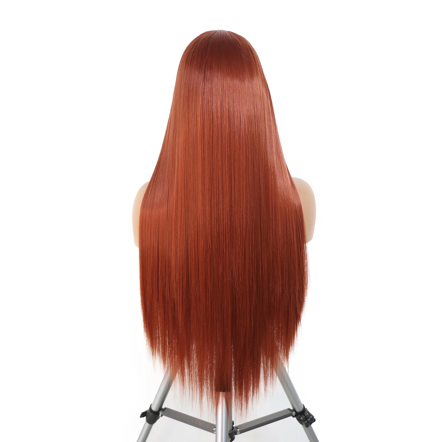 WXHWCX Copper Red Middle Part Hair Soft Long Straight Synthetic Wigs High Temperature Fiber Hair Synthetic Lace Front Wig Cosplay For Women Wigs