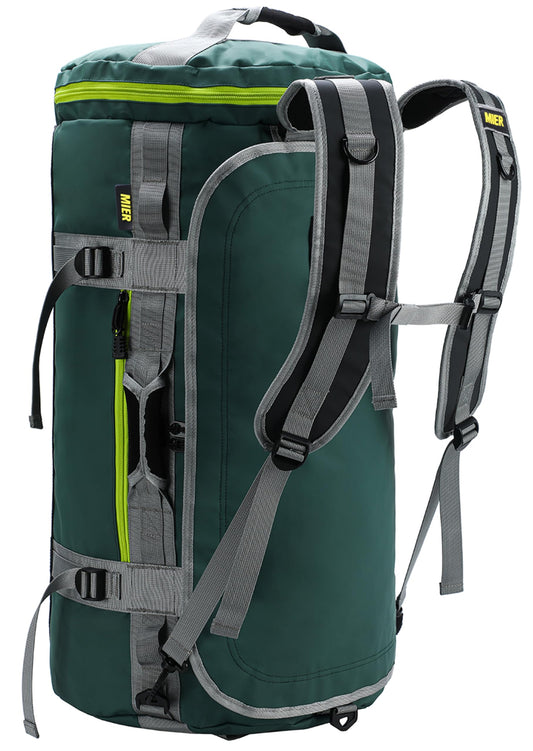 MIER Large Duffel Backpack Sports Gym Bag with Shoe Compartment, Heavy Duty and Water Resistant, Green, 45L