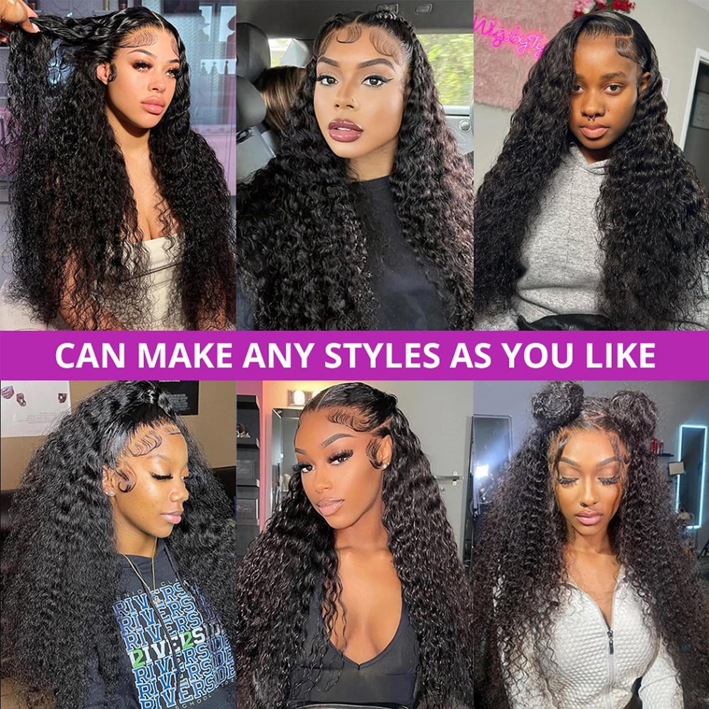 13x6 HD Deep Wave Lace Front Wigs Human Hair Wigs for Women 180% Density Deep Curly Lace Frontal Wigs Human Hair 18 Inch Glueless Curly Human Hair Wigs Pre Plucked Deep Wave Wig With Baby Hair