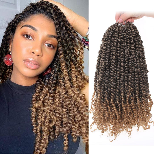 ZRQ 12 Inch Bomb Twist Braiding Hair 2 Packs Short Bohemian Hair for Passion Twists 12 Roots/Pack Ombre Blonde Pre-Twisted Passion Twist Crochet Braids Hair Extensions for Black Women T27#