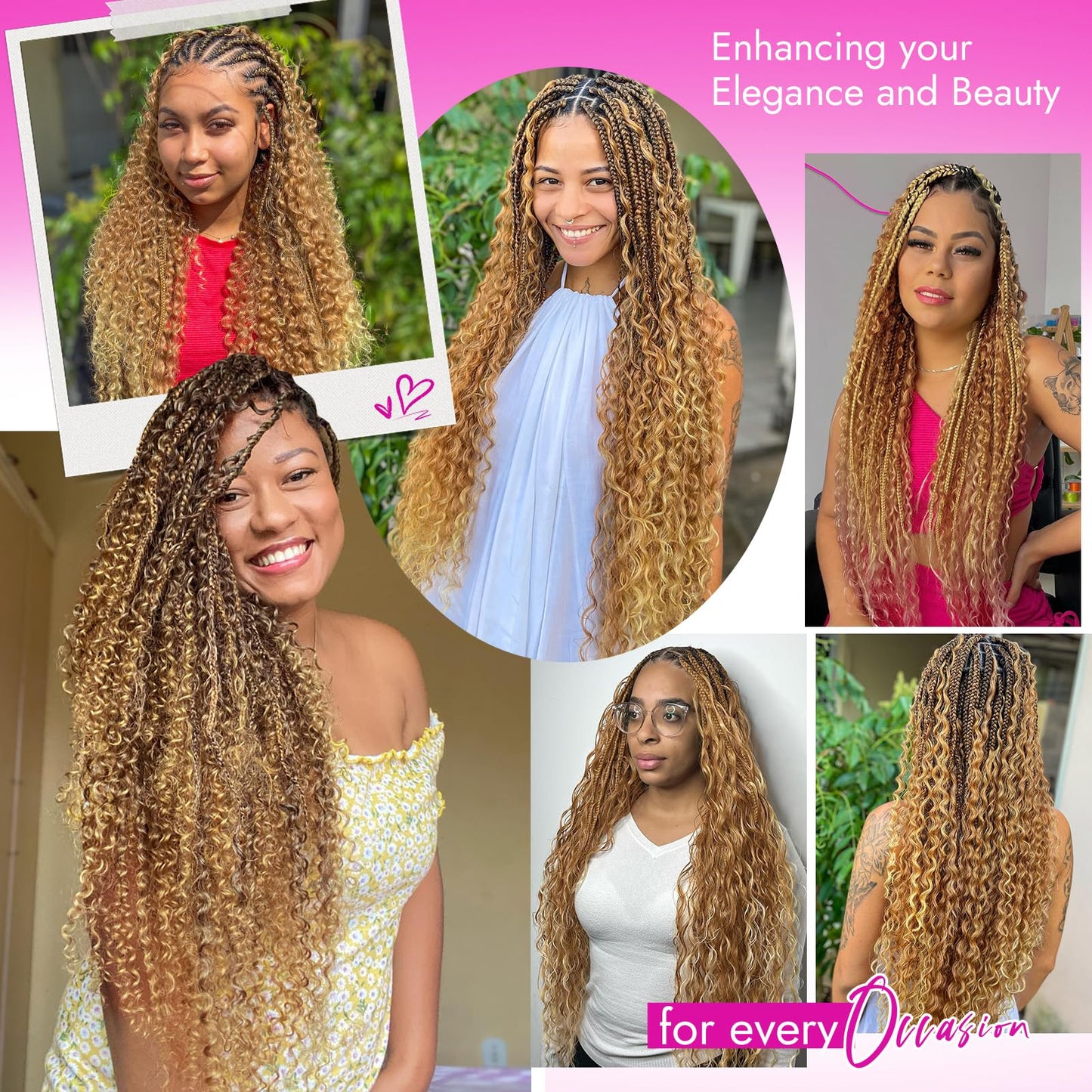 28 Inch Human Braiding Hair Deep Water Wave 4 Bundles/Pack 100g, Bulk Human Hair Braiding Hair for Boho Braids Honey Blonde, Curly Wet and Wavy Braiding Boho Human Hair for Braiding No Weft