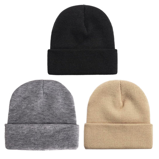 NPQQUAN 3 Packs Unisex Beanie Hats for Men Women Winter Knit Beanies Black+Gray+Khaki