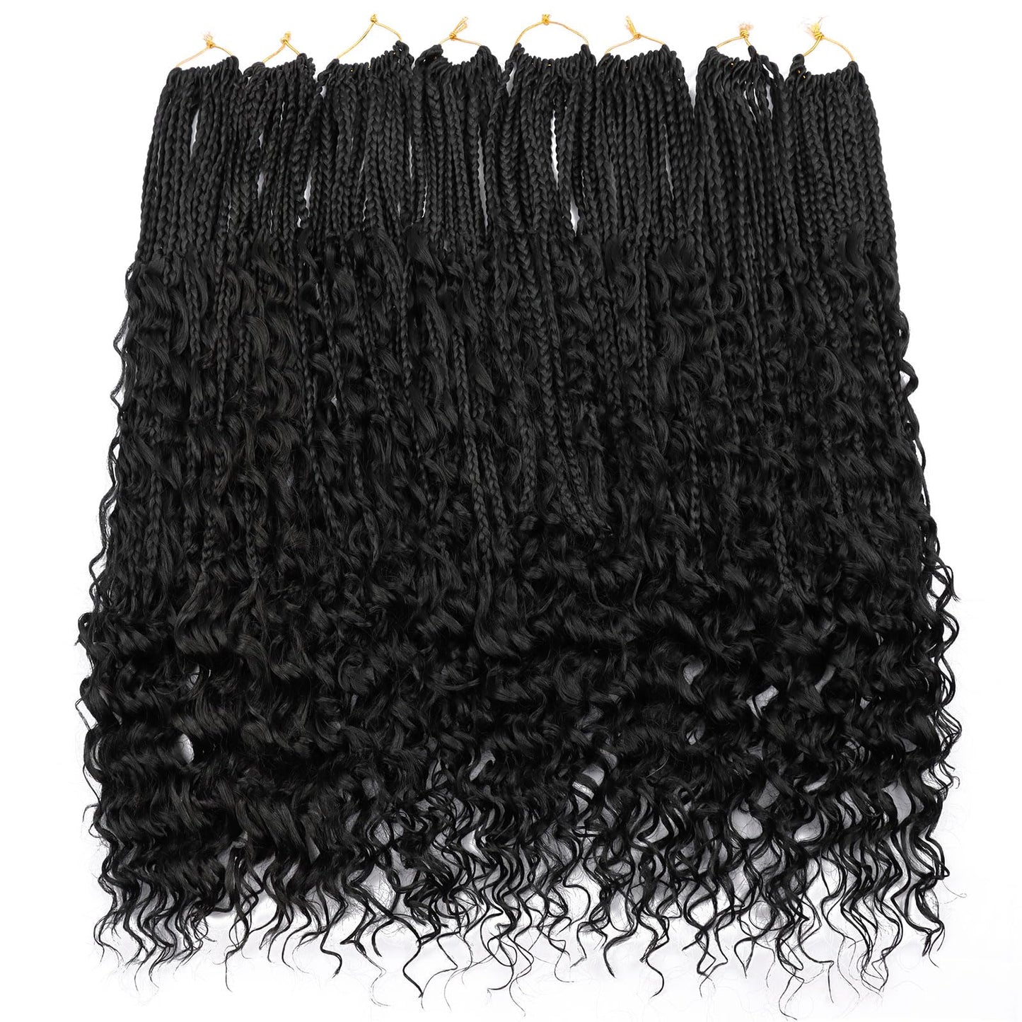 24 Inch Goddess Box Braids Crochet Hair for Black Women 8 Packs Bohomian Crochet Box Braids Pre-looped Boho Box Braids Crochet Braids Synthetic Braiding Hair Extension 1B