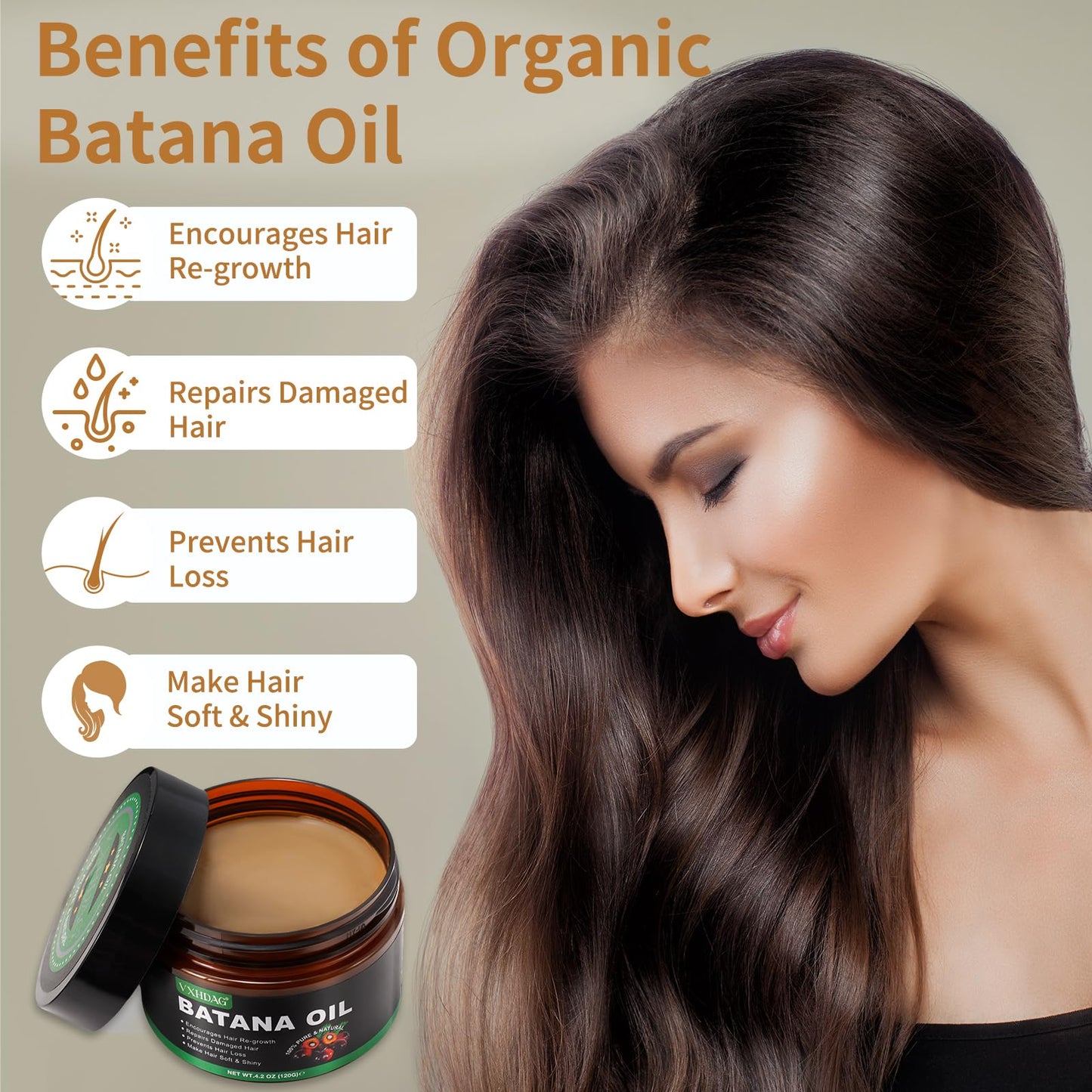 Raw Batana Oil for Hair Growth with Scalp Massager - 100% Natural Botana Oil from Honduras, Eliminate Hair Split Ends, Restores Damaged Hair and Scalp, Enhances Hair Radiance Nourishment 120 G