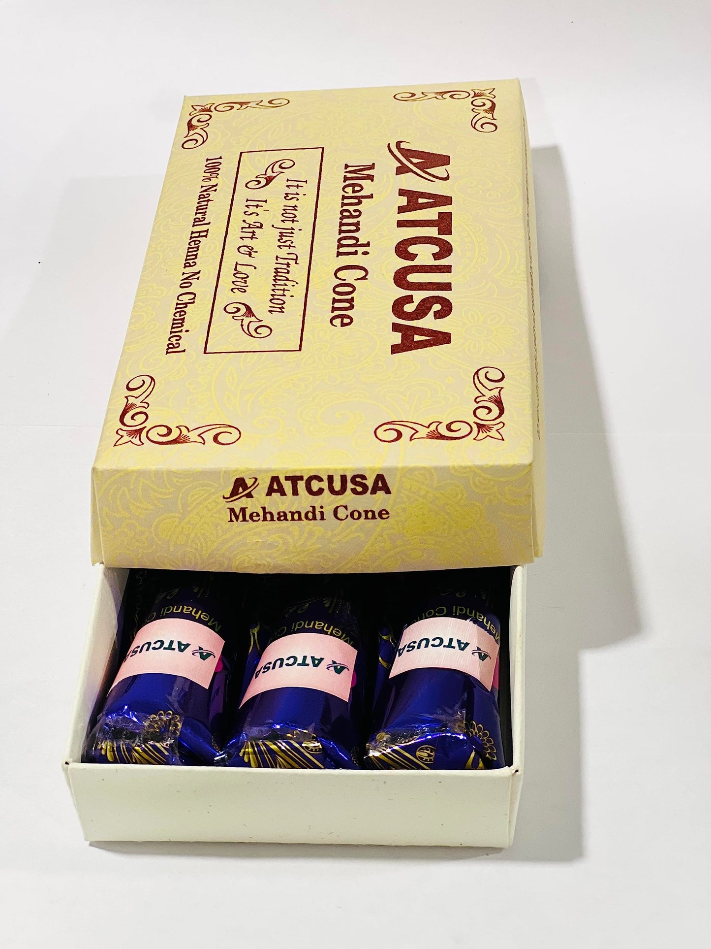 100% Natural Ready to Use Henna Paste Hair Color | Hair Dye Cones | Infused with kesar Oil | 25 gm each | Dark Reddish-Brown Color | Made from Organica henna powder Sourced from Rajasthan India | (25 Grams each cone, 4)