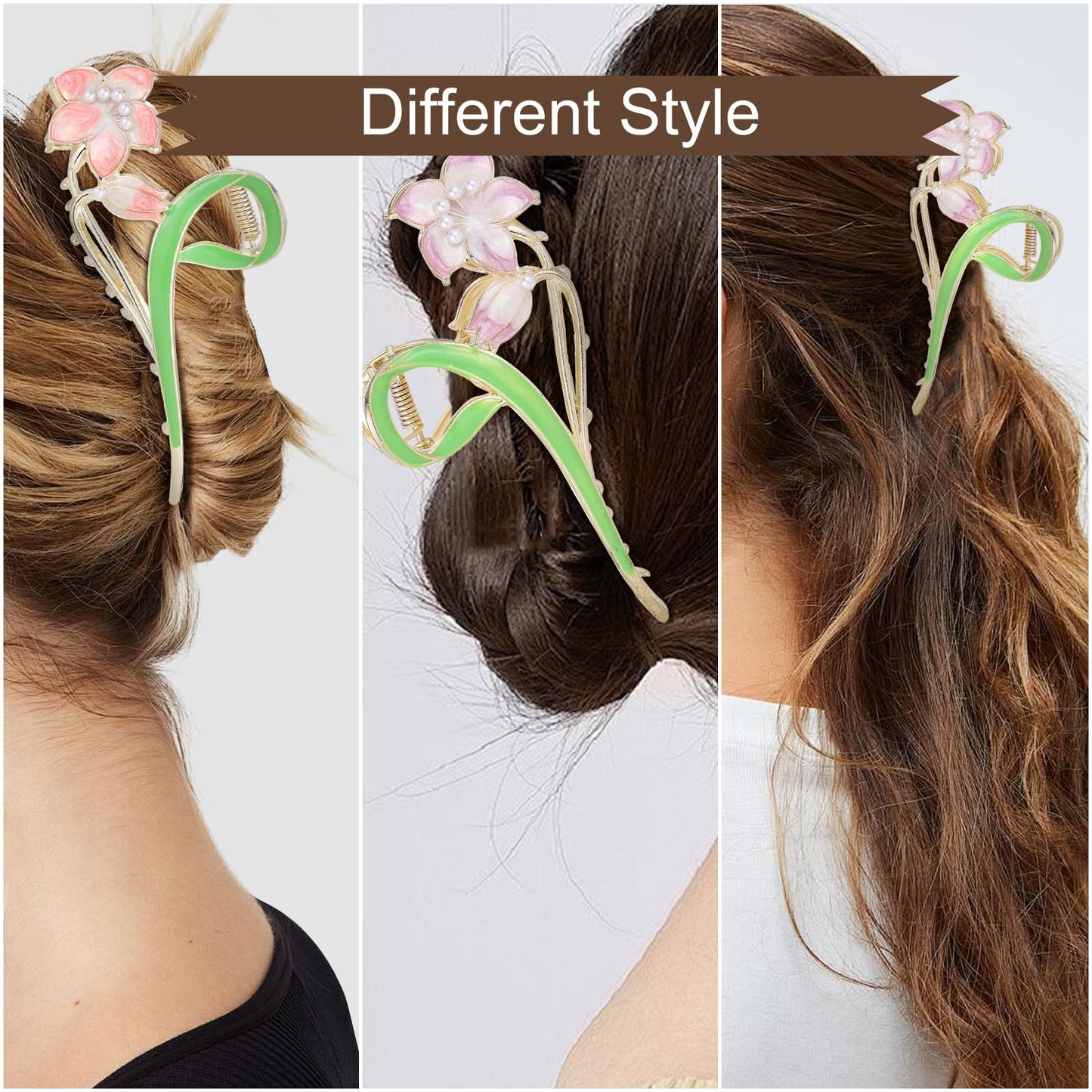 Hair Claw Clips for Women,2Pcs Large Non-Slip Metal Sparkly Hair Clips Strong Hold Hair Accessories for Thin & Thick Hair