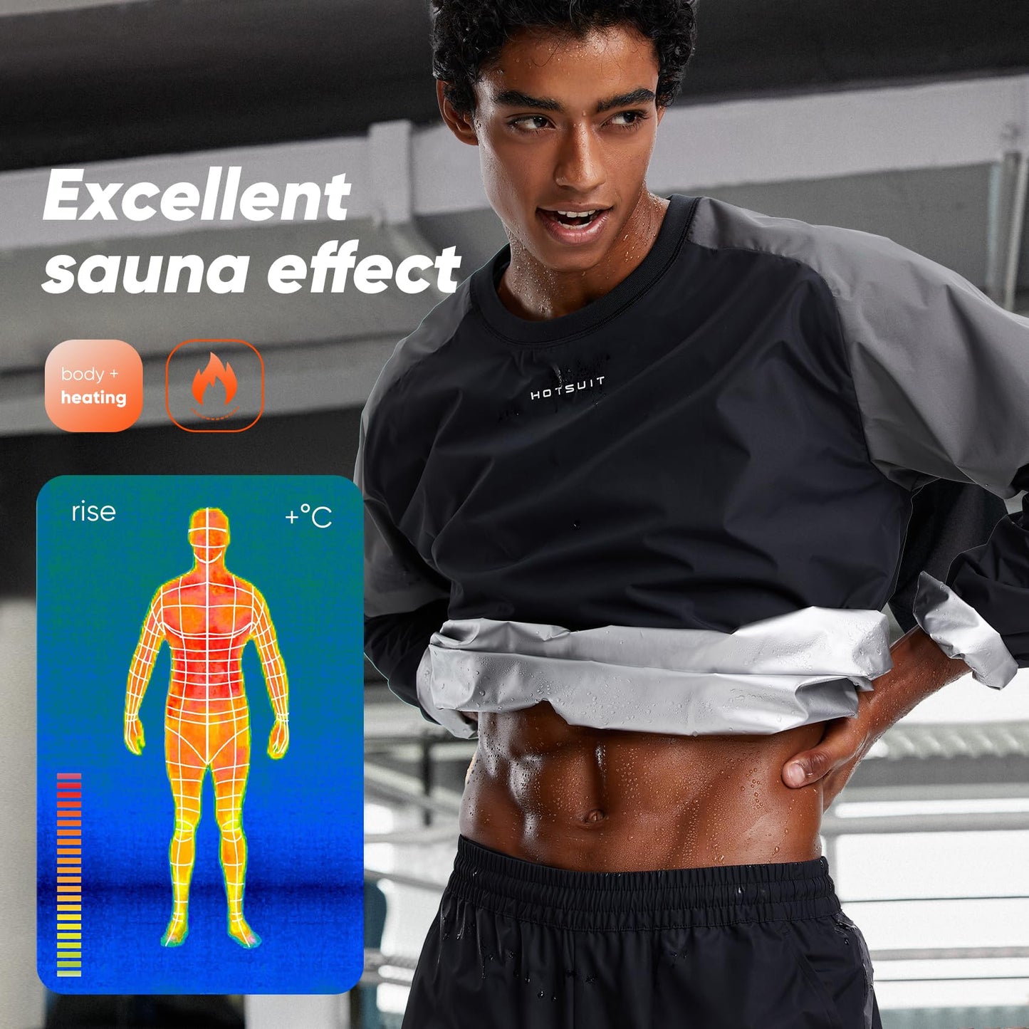 HOTSUIT Sauna Suit Men Sweat Suits Anti Rip Gym Exercise Workout Sauna Jackets Pants, Black, M