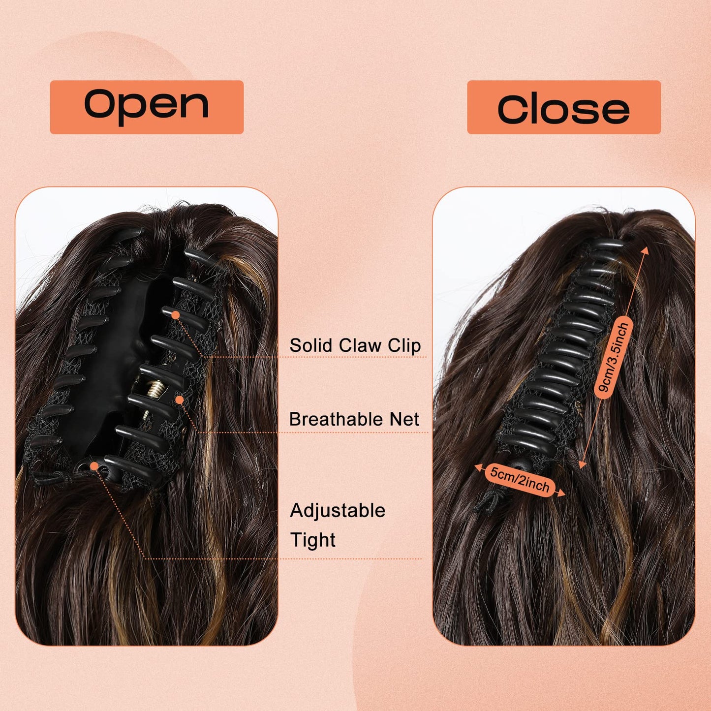 SEIKEA 18" Ponytail Extension Claw, PT002 Tia Long Multi Layered Hair FluffyThick Wavy Curly Clip in Hair Extensions Ponytail Natural Soft Synthetic Hairpiece for Women Burgundy