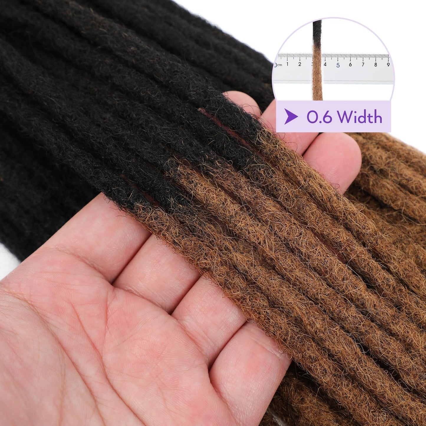 18Inch Dreadlock Extensions Loc Extensions Human Hair 0.6CM 100% Real Human Hair Full Head Handmade Permanent Dreadlocks Extension for Men/Women(18 Inch 30Strands,T1B/30#)