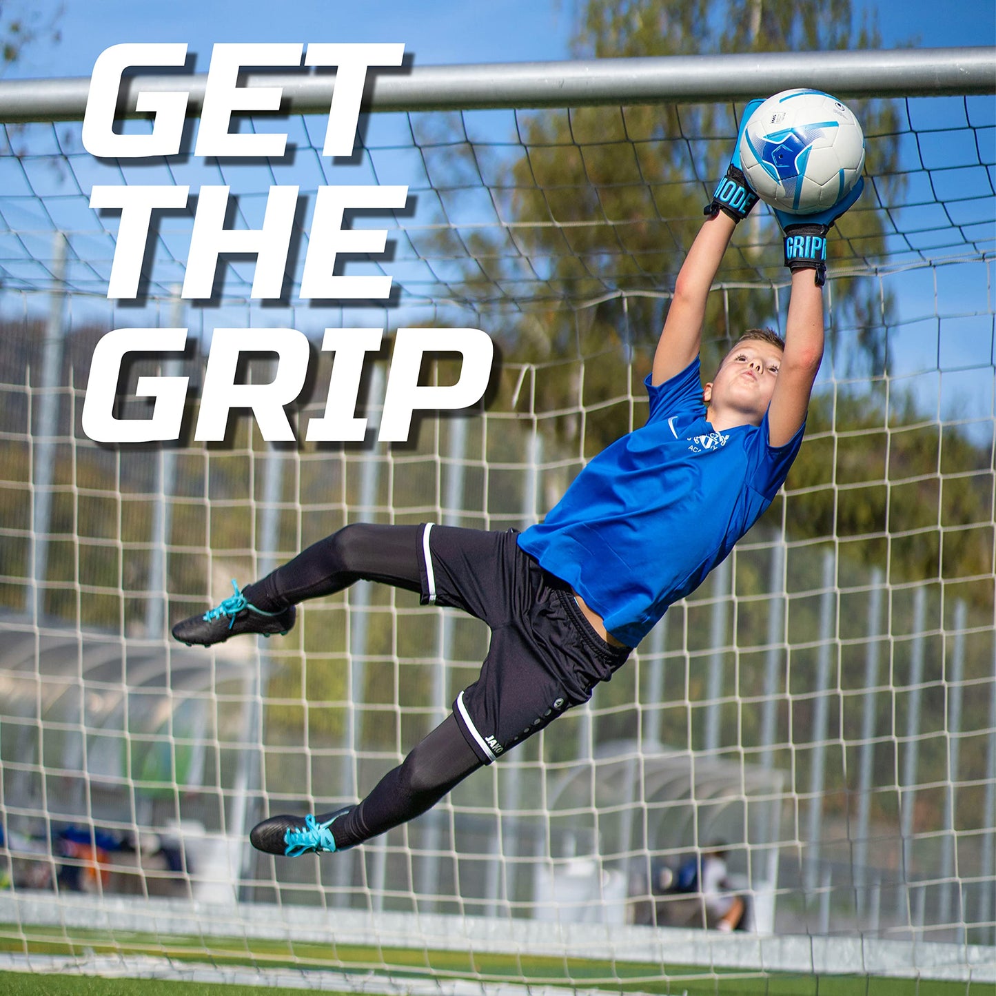 GRIPMODE Aqua Junior Goalkeeper Gloves Children with Fingersave I Goalkeeper Gloves with Individual Removable Finger Protection I Football Goalkeeper Gloves with Latex Coating for Good Grip I Size 4-6