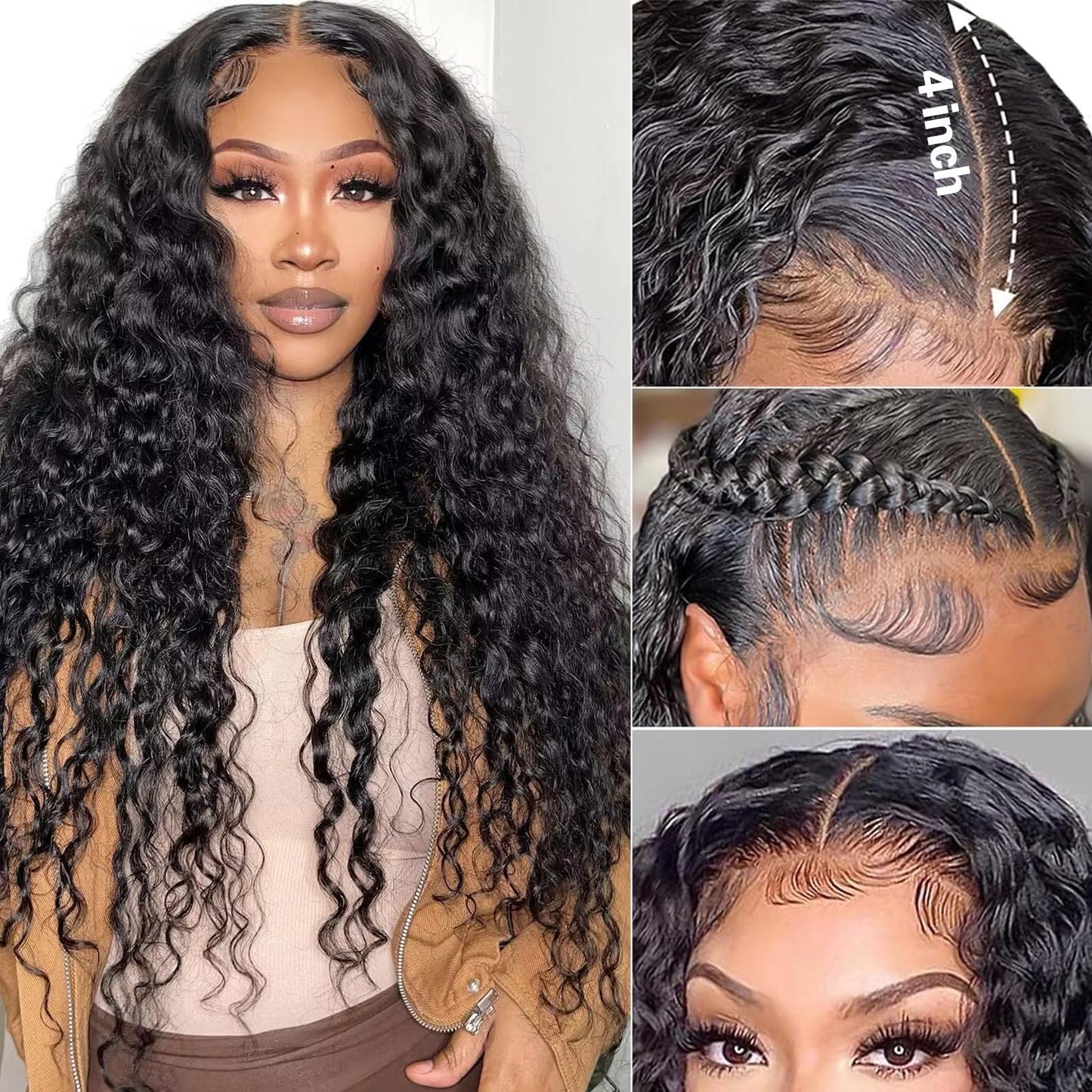 13x4 Water Wave Lace Front Wigs Human Hair 180 Density 26 Inch Lace Front Wig Human Hair Pre Plucked Bleached Knots Lace Front Wig for Black Women Wet n Wavy Lace Front Wig Human Hair
