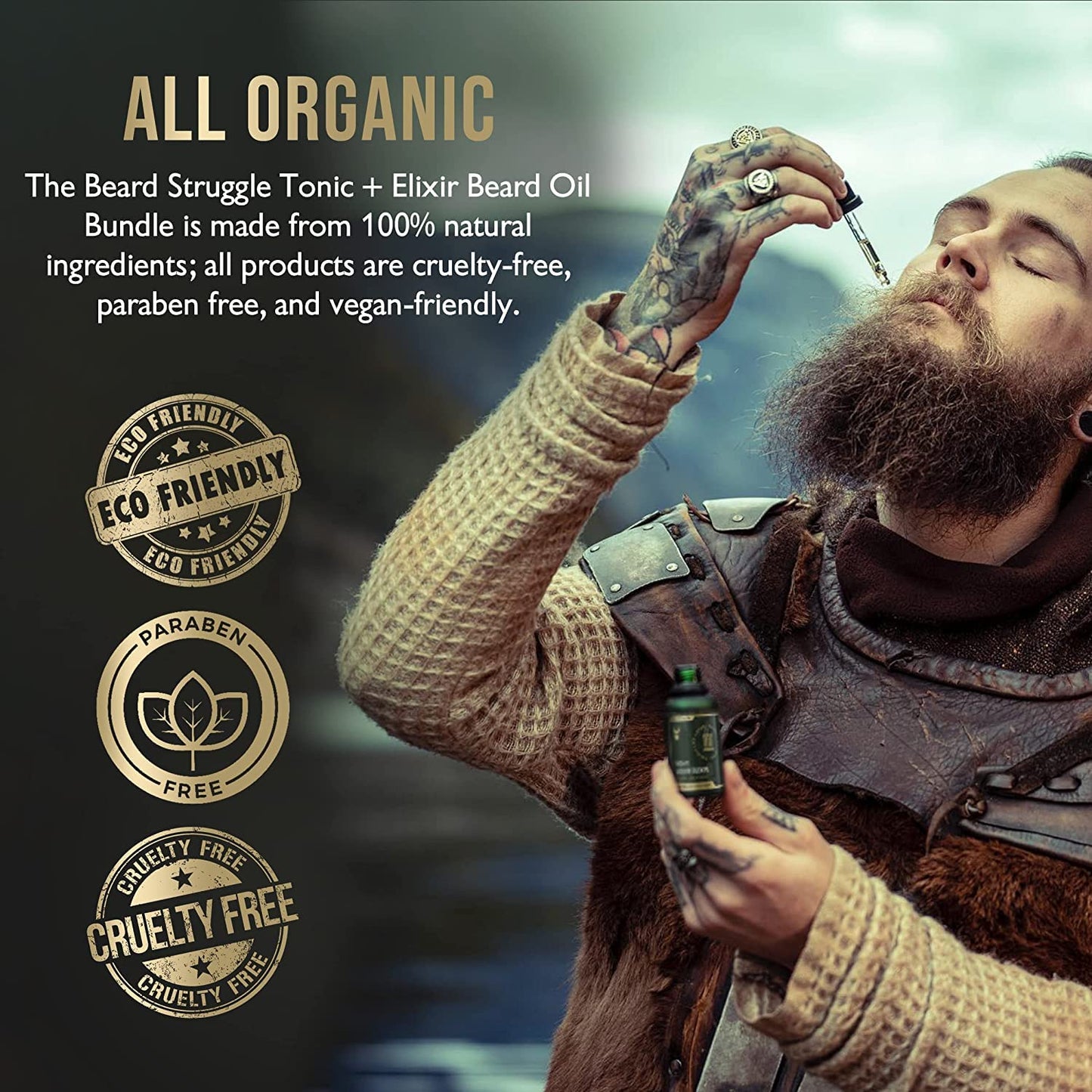 The Beard Struggle - Day Liquid Tonic Beard Oil - Silver Collection (Alfheim's Forests) - Beard Oil for Men - Moisturize, Softens Hair, Reduces Itch - Day Time Beard Growth Oil (1 Fl oz)