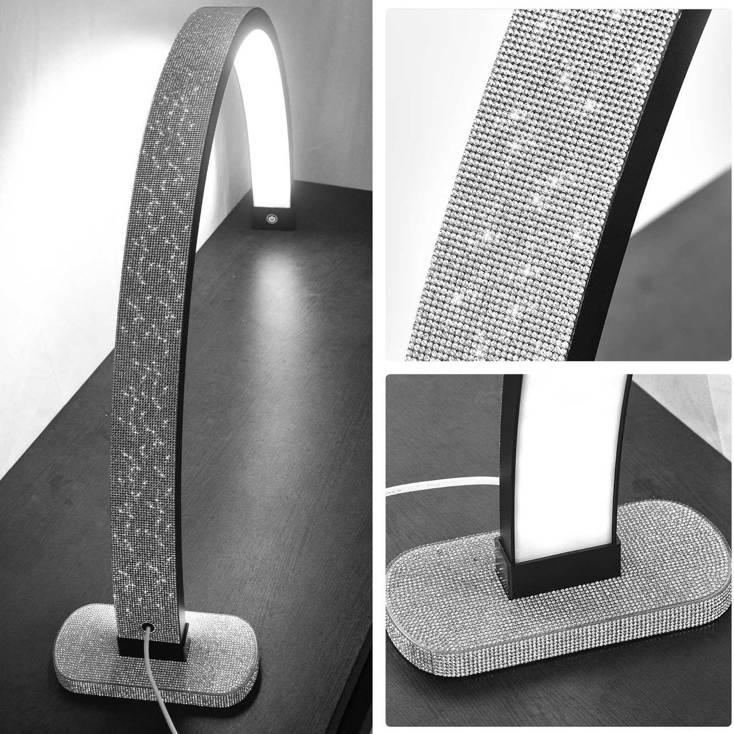 30in Half Moon Light for Nail Desk, Touch Control Nail Light for Desk, Moon Light Nail Tech with Phone Holder, Nail Table Lamp Adjustable Brightness and Color Temperature