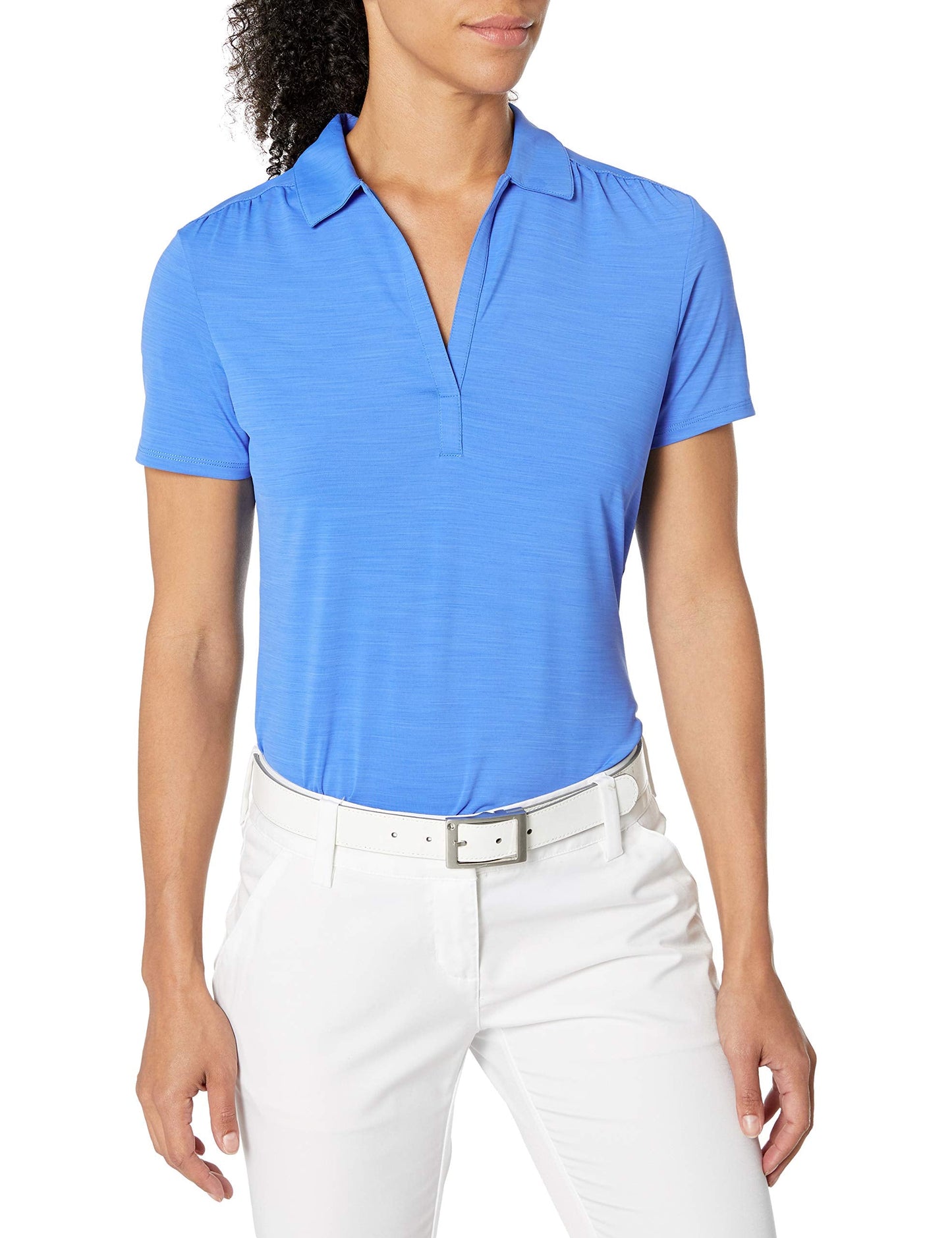 Callaway Women's Short Sleeve Opti-Shield Tonal Stripe Golf Polo Shirt, Palace Blue, Large