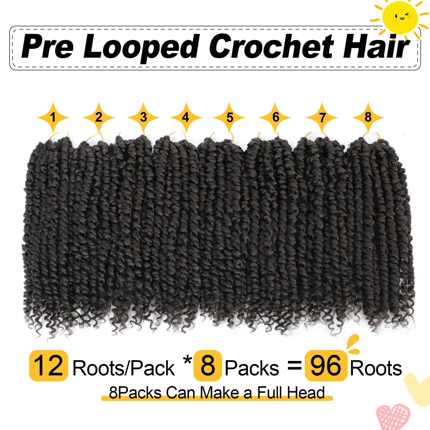 Passion Twist Hair 10 Inch 8 Packs, Pre Twisted Passion Twist Crochet Hair For Black Women, Pre Looped Passion Twist Curly Crochet Hair, Short Crochet Passion Twist Hair (10 Inch (Pack of 8), 4#)