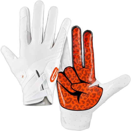 Grip Boost Youth Football Gloves Peace Stealth 6.0 Boost Plus Technology Kids Receiver Gloves - Youth Sizes (White/Orange, Youth Medium)