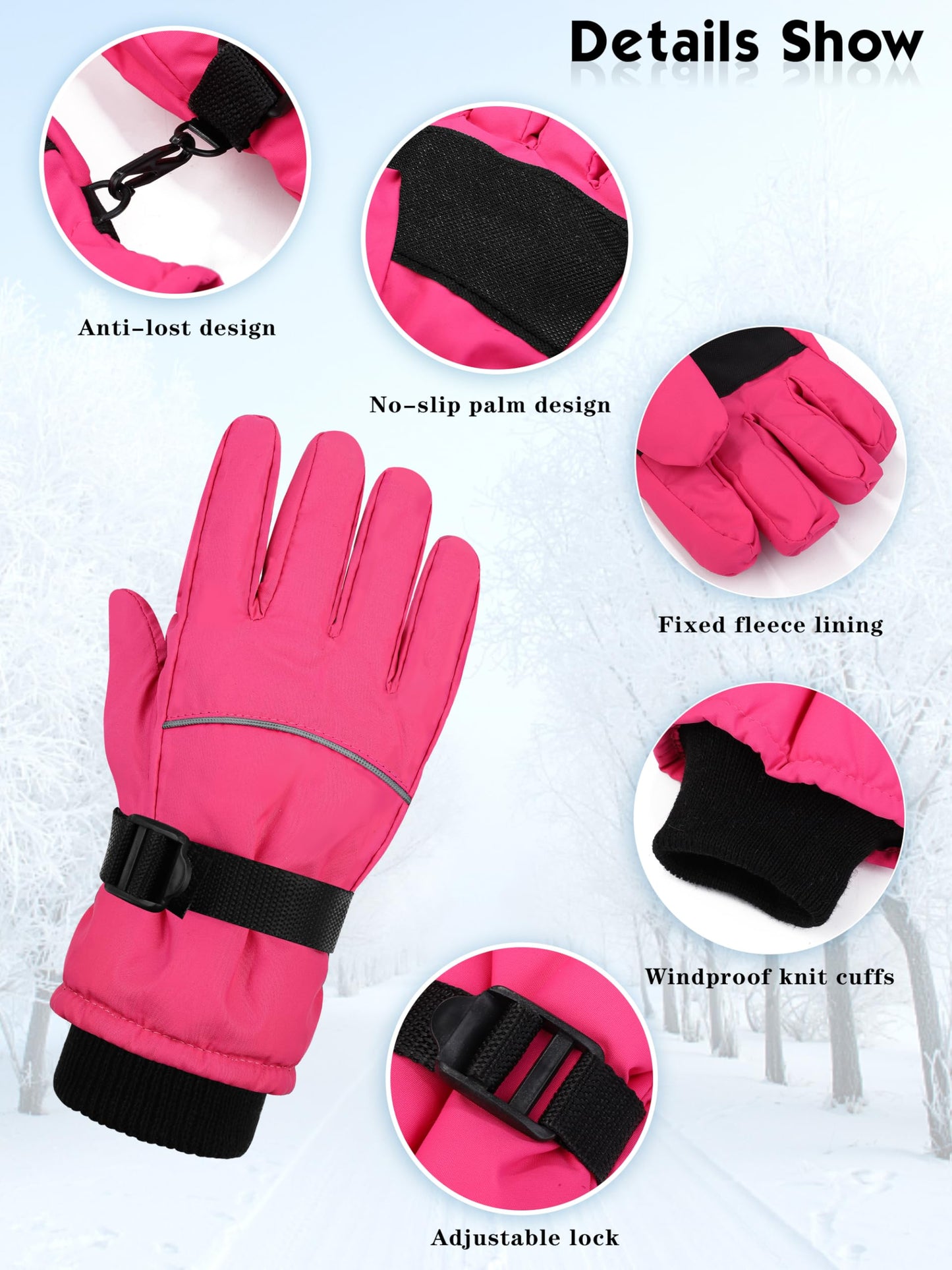Cooraby 2 Packs Winter Kids Ski Gloves Thick Warm Snow Gloves Waterproof Unisex Kids Mitten Gloves for Girls Boys