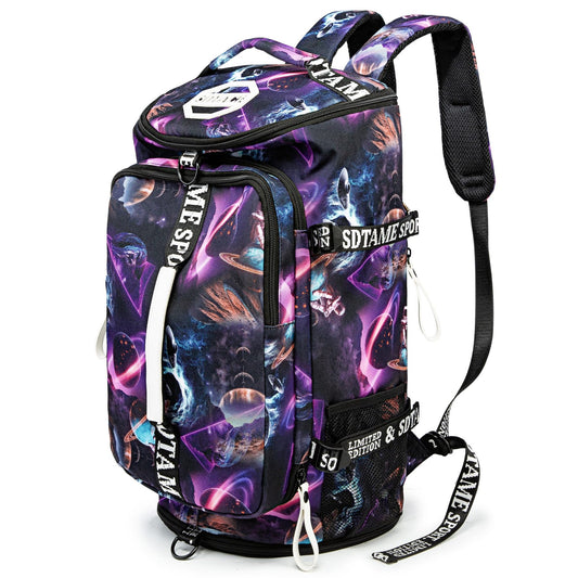 Gym Duffle Bag Backpack with Shoe Compartment,4 ways Travel Backpack for Women and Men,Multi-Functional Weekender bag with Waterproof Layer&Laptop Compartment for Fitness, Travel,Camping(Metallic)