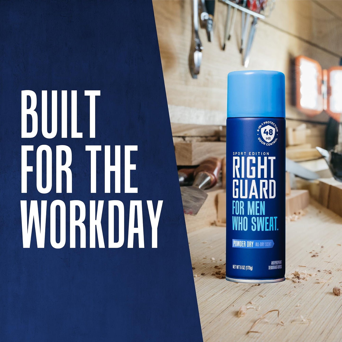 Right Guard Sport Antiperspirant & Deodorant Spray | 4-in-1 Protection Spray Deodorant For Men | Blocks Sweat | 48-Hour Odor Control | Powder Dry Scent, 6 oz. (3 count)