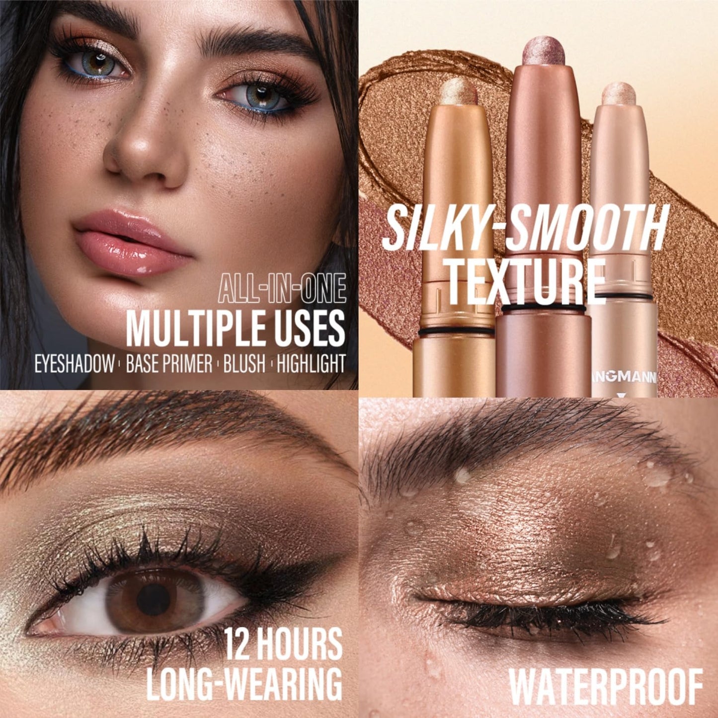 Jolilab Eyeshadow Stick Set, 2 Colors Matte Professional Bright-Colored Contouring and Highlight Eyeshadow Stick, Cream Waterproof Long Lasting High Pigmented Eye Shadow. (2, 11+18 2pcs)