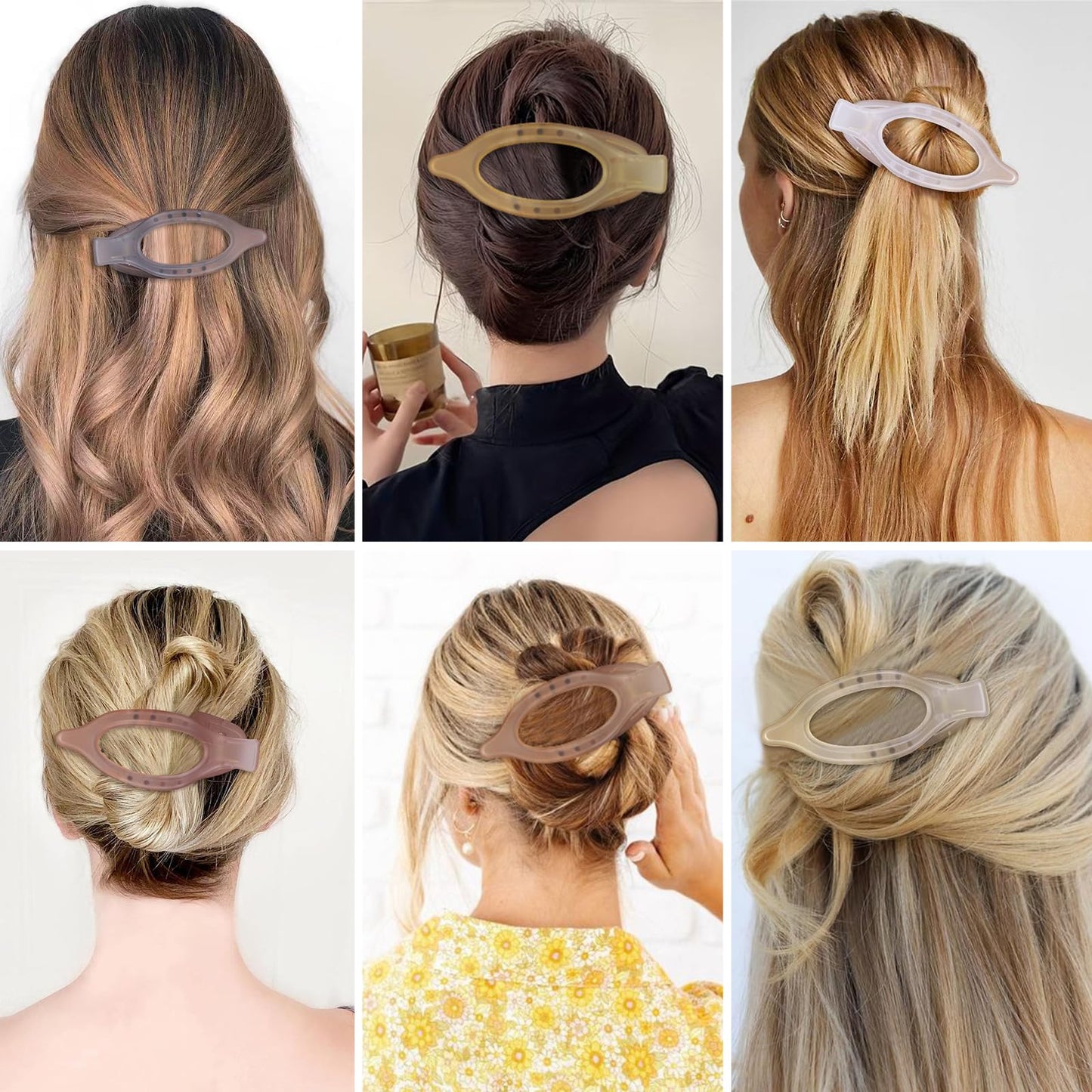 CHANDAT Flat Hair Clip 6 pcs Lay Down Claw Clips Hair Accessories for Women -Ice Cream