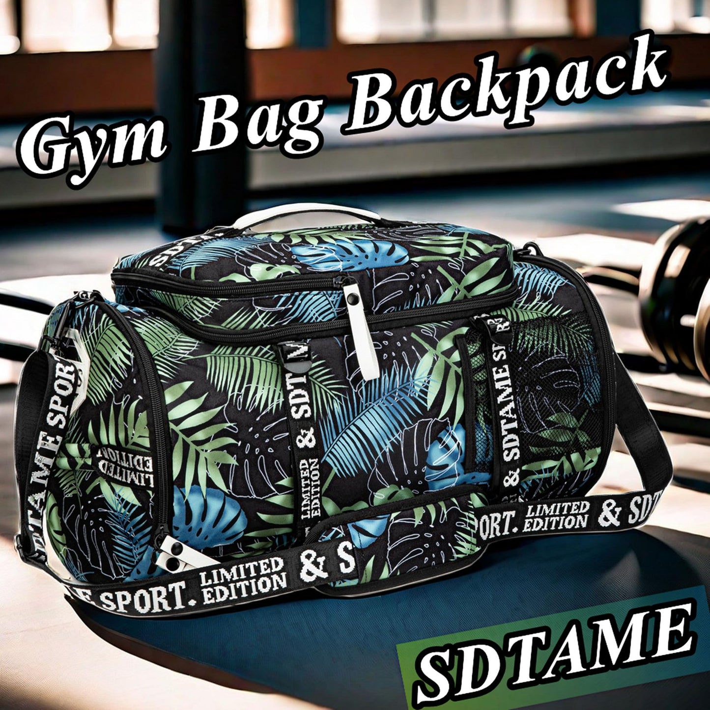Gym Duffle Bag Backpack with Shoe Compartment,4 ways Travel Backpack for Women and Men,Multi-Functional Weekender bag with Waterproof Layer&Laptop Compartment for Fitness, Travel,Camping(Bronze)