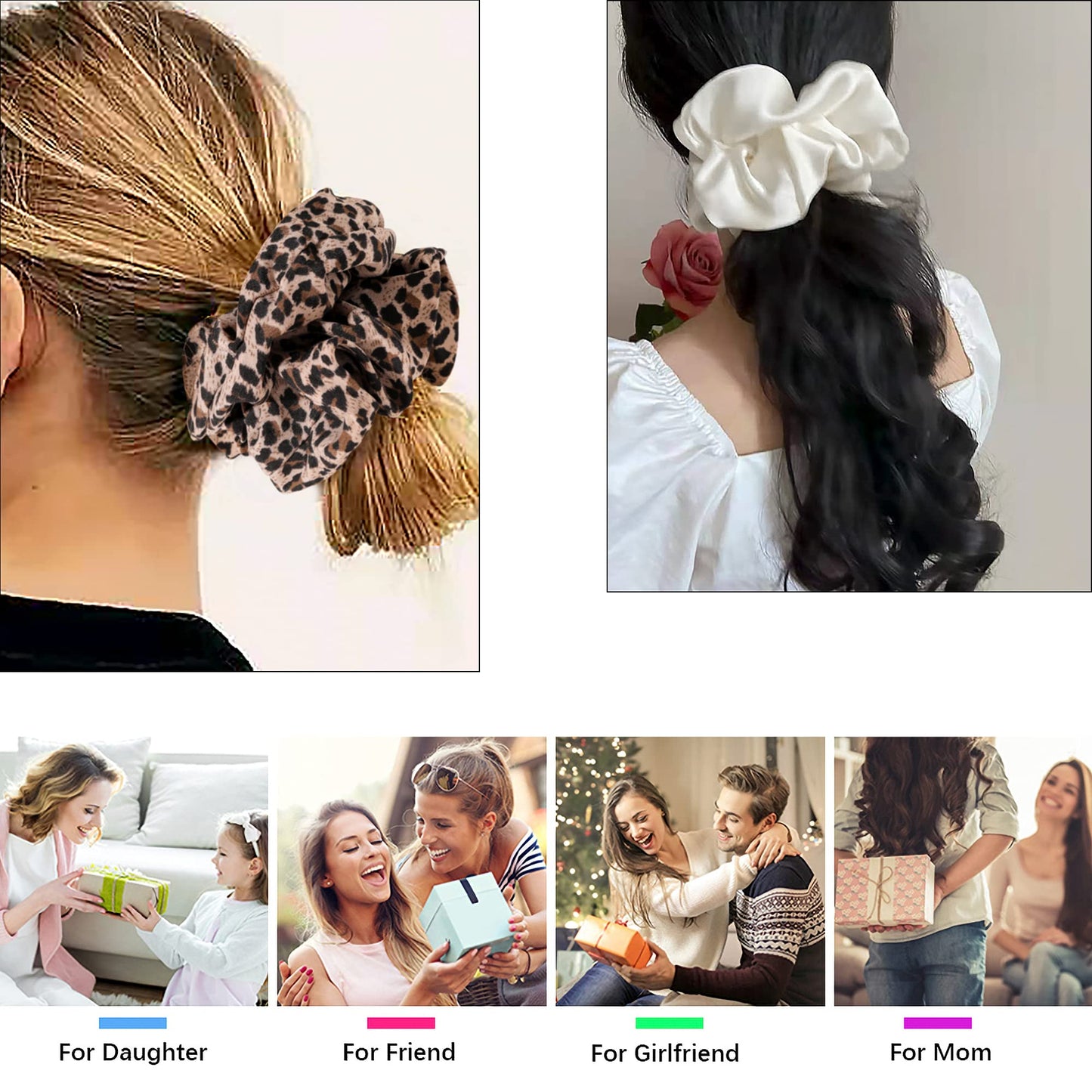 Scrunchies Hair Ties for Women Big Silk Satin Scrunchie Large Oversized Ligas Para el Cabello De Mujer Decorations Cute Jumbo Coth Ponytail Hair Scrunchy Giant Purple Hair Accessories Gift for Girls