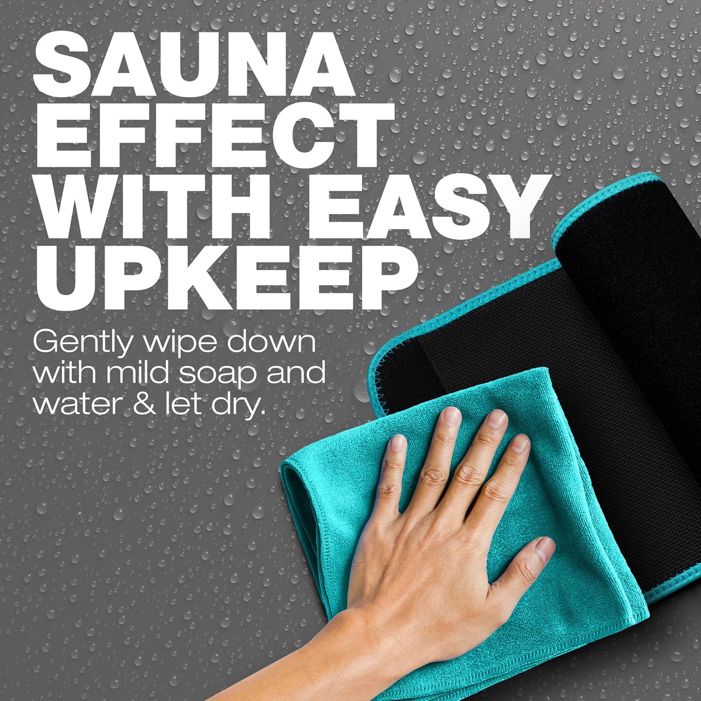 ActiveGear Waist Trainer for Women & Men - Sweat Band Waist Trimmer Belt for a Toned Look - Reinforced Trim and Extra Secure Fastening (Blue Hem, Medium: 8” x 42”)