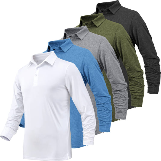 BALENNZ Polo Shirts for Men Long Sleeve Men's Polo Shirts Moisture Wicking Polo Tshirts Shirts for Men Quick Dry Mens Golf Polo Shirt 5AL