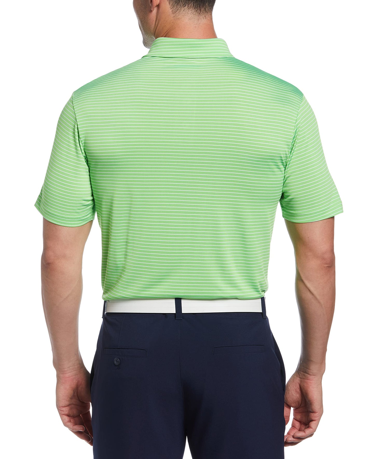 PGA TOUR Men's Short Sleeve Single Feeder Stripe Polo Shirt, Jasmine Green, XX-Large