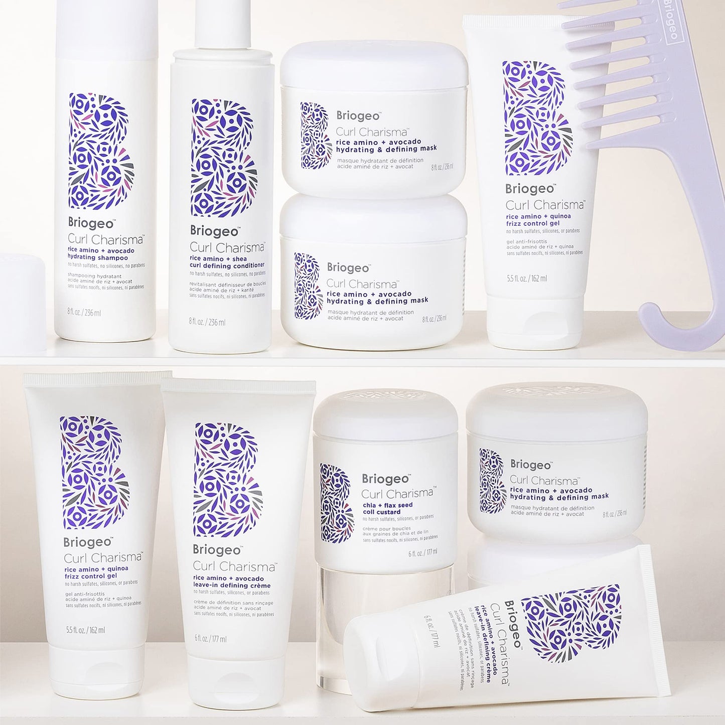Briogeo Curl Charisma Rice Amino + Avocado Leave-In Defining Crème, Anti Frizz Hair Styling Moisturizer, Leave In Cream for Wavy, Curly, Coily Hair, Boosts Hydration, Vegan, Cruelty-Free, 2 fl oz