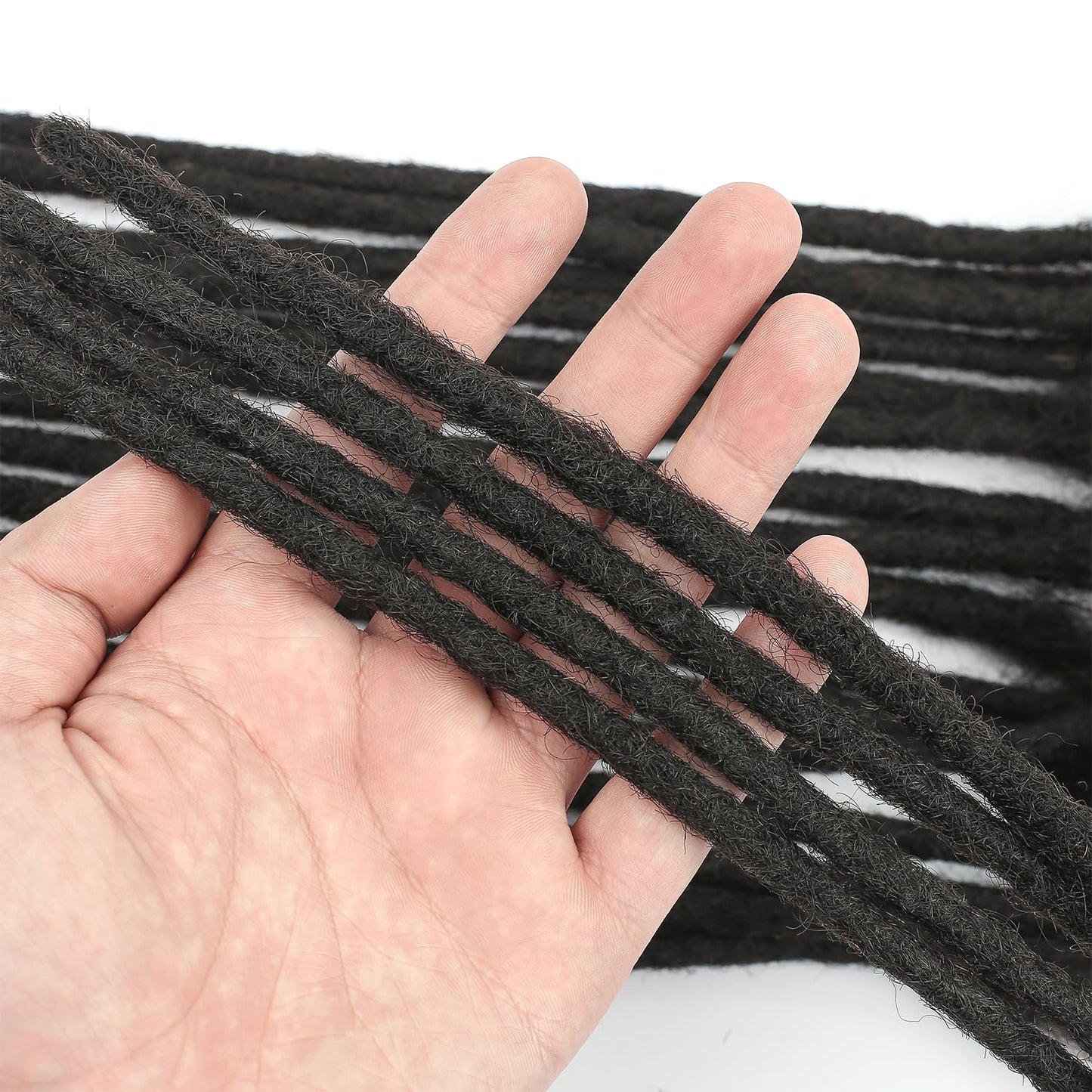 6 Inch 70 Strands Locs Extension Human Hair 0.4cm Dreadlock Extension Natural Black Human Hair Locs Full Handmade Permanent Dreadlock Extensions Can Be Dyed and Bleached for Women Men