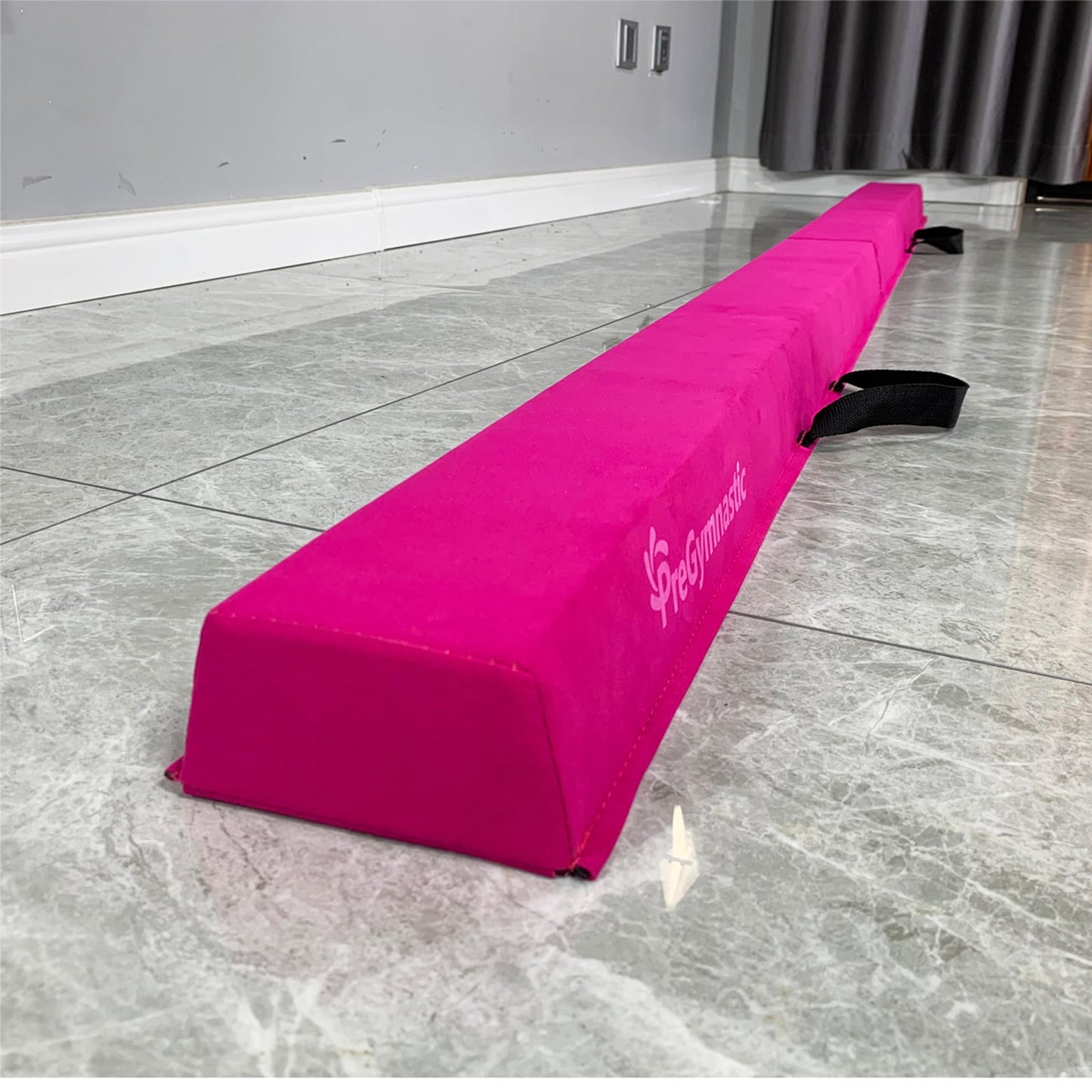 PreGymnastic 6FT/8FT/9.5FT Folding Balance Beam for Kids 3-12,Foldable Gymnastics Floor Beam-Extra Firm Suede Cover with Carry Bag for Home-Gym Equipment for Toddler Teenage (Pink, 8ft)