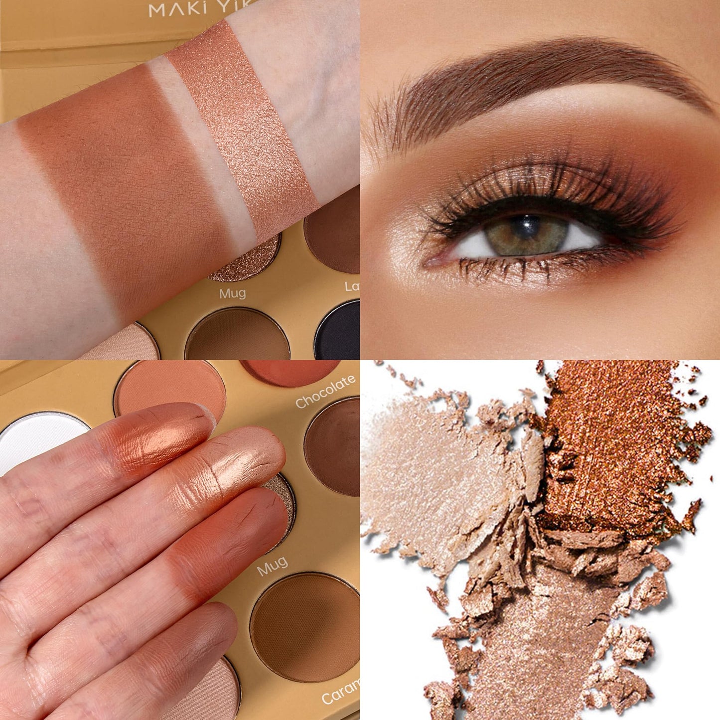 MAKI YIKA Brown Eyeshadows Palette Nude Eye Shadow 9Color, Naked Eyeshadow Matte Shimmer Glitter Eye Shade Long Lasting Pigmented Eye Makeup - Brown