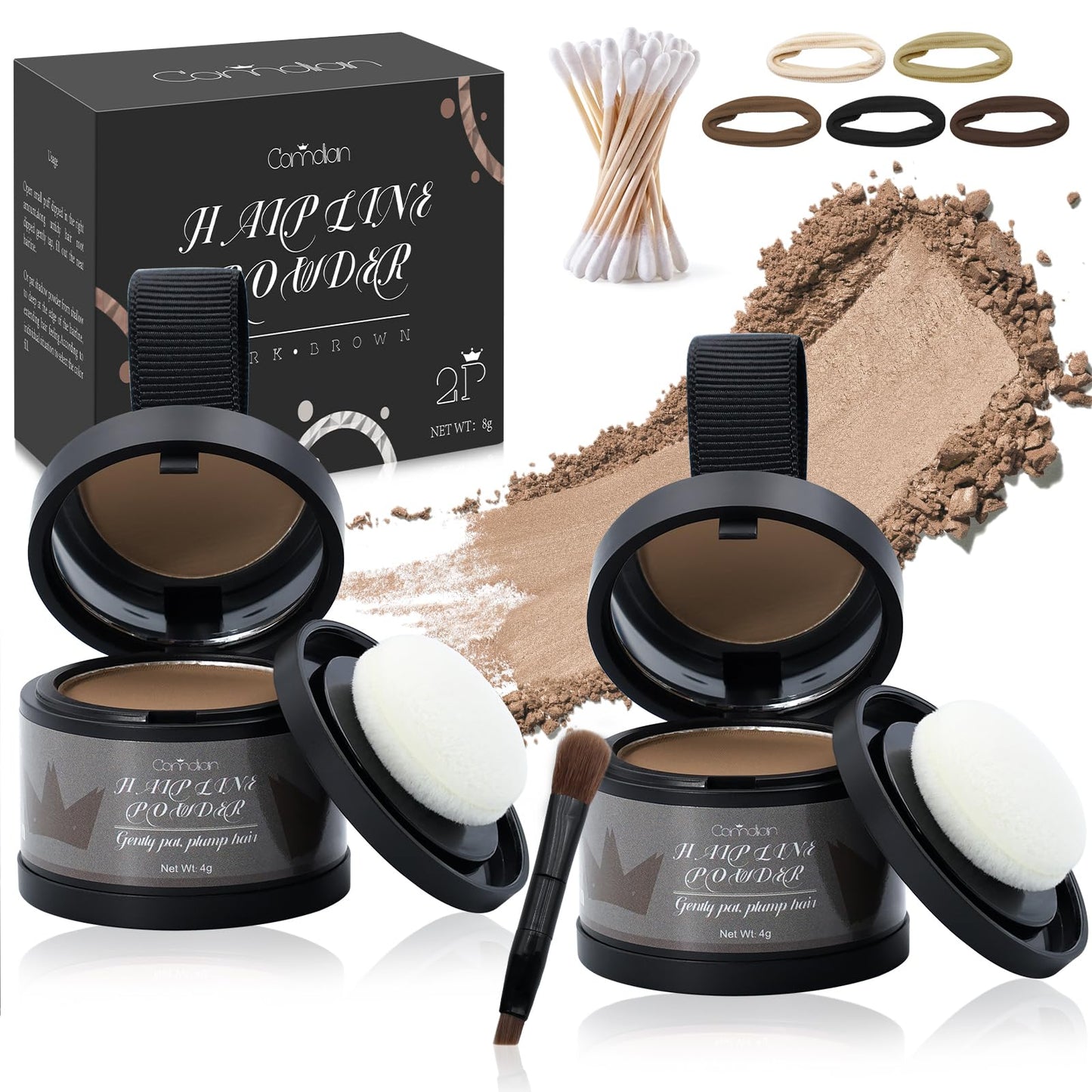 2 Pack Hairline Powder for Women and Men, Used to Root Touch Up Hair Color, Thinning and Gray Hair Coverage and Bald Spots Coverage, Light Brown