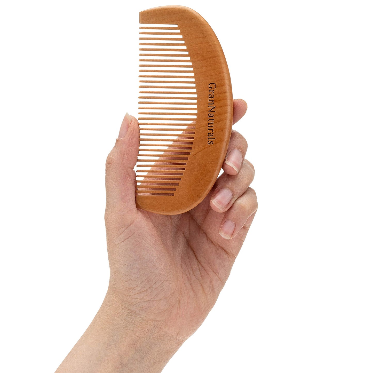 GranNaturals Wooden Comb for Detangling & Styling Wet or Dry Hair - Small Pocket Sized Fine Tooth Natural Wood for Curly, Thin, Thick, Wavy, or Straight Hair - Women's Birthing & Labor