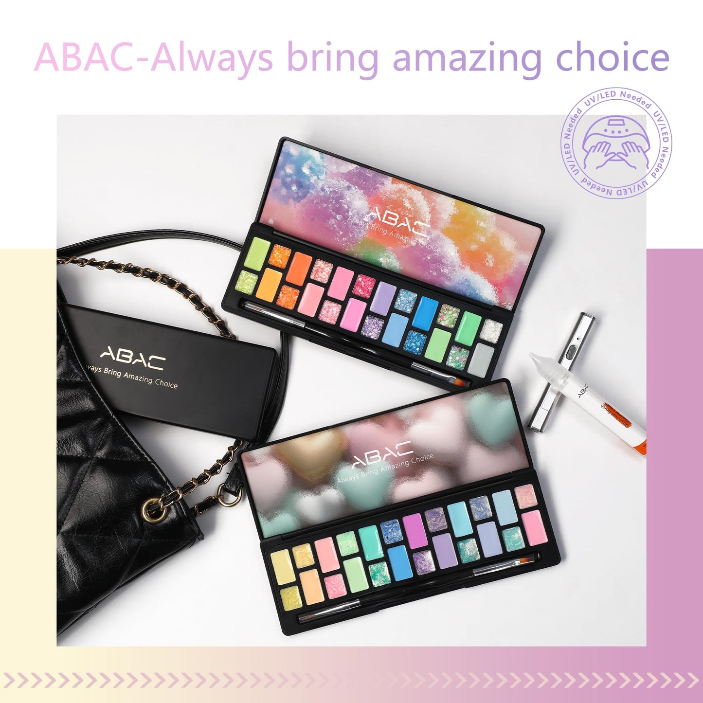 ABAC Pastel Shimmer Solid Gel Polish Set,Spring&Summer Hema-free 24 Colors Soak Off Gel Polish Kit with Double-Ended Nail Art Brush for Salon and Nail Art DIY at Home