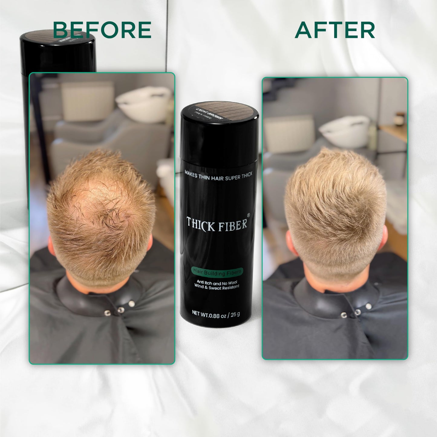 THICK FIBER Hair Fibers for Thinning Hair & Bald spots (MEDIUM BLONDE, Pack of 2) - 25g Bottle - Conceals Hair Loss in Seconds - Hair Powder For Women & Men