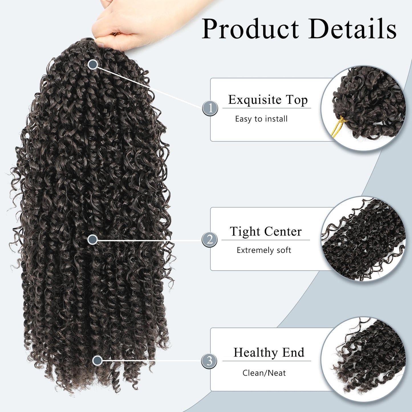 Passion Twist Hair 14inch Boho Passion Twist Crochet Hair For Black Women Pretwisted boho Passion Twist Crochet Hair, Pre Looped Curly Ends Bohemian Crochet Braids For Women（black,14inch,2Packs）