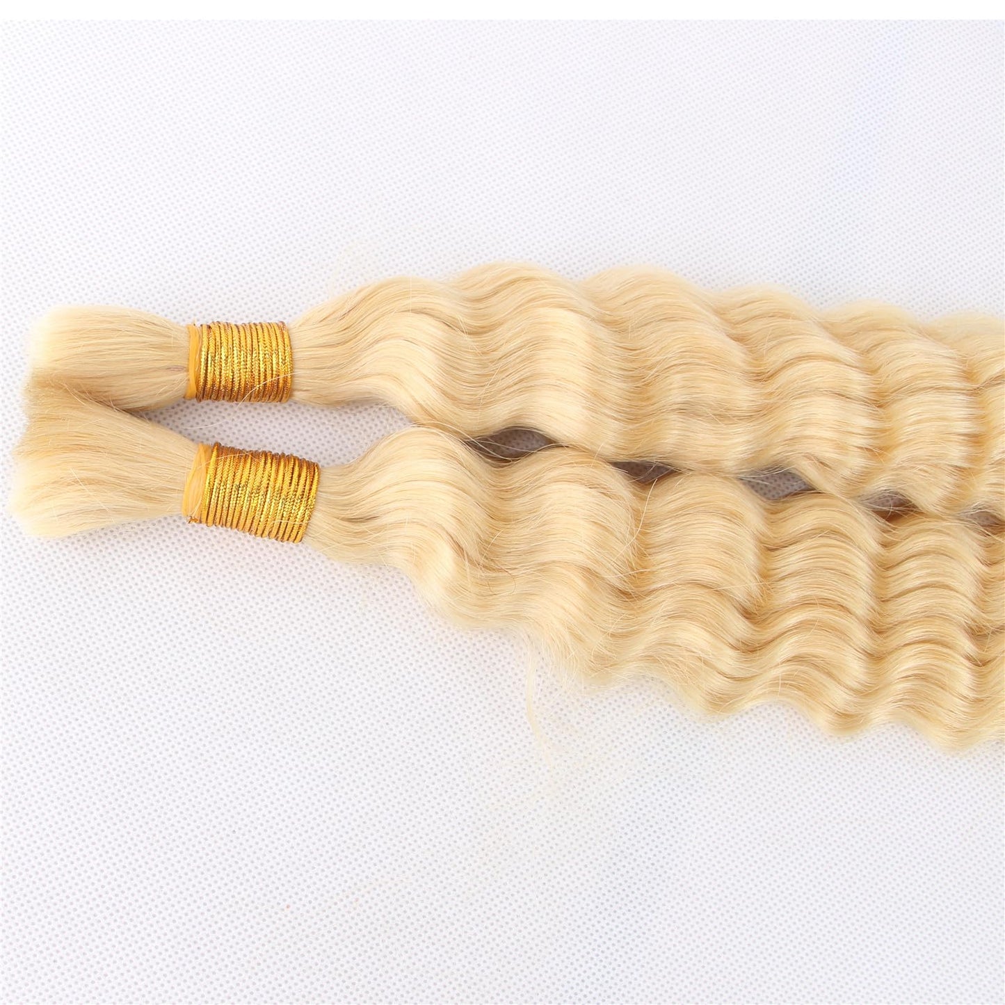 613 Blonde Human Braiding Hair 2 Bundle 100g 22 Inch Deep Wave Bulk Hair for Braiding Unprocessed Brazilian Virgin Curly Human Hair Extensions for Boho Braids Wet and Wavy