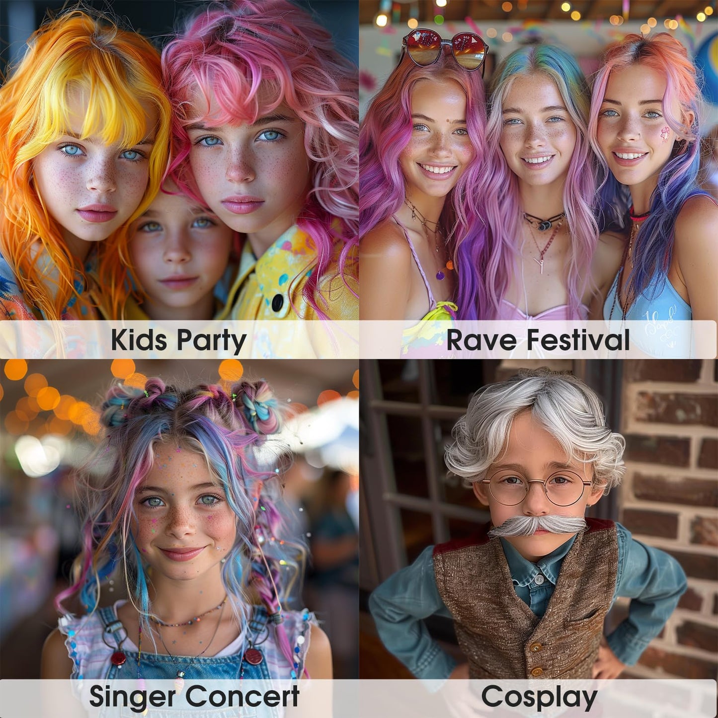 Hair Chalk for Kids Girls, Blue Purple Temporary Hair Color Dye, Washable Hair Chalk Comb - Kids Hair Dye Makeup For Party Halloween Christmas Birthday Cosplay Festivals