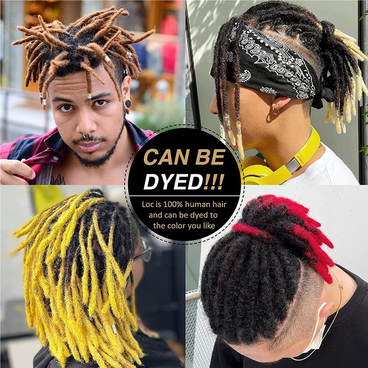 6-18 Inch Dreadlock Extensions Human Hair Fully Handmade Human Hair Dreadlock Extensions for Man/Women Locs Extensions Human Hair Can Be Dyed Bleached Curled… (6Inch-10Strands, 0.6CM Width-613#)