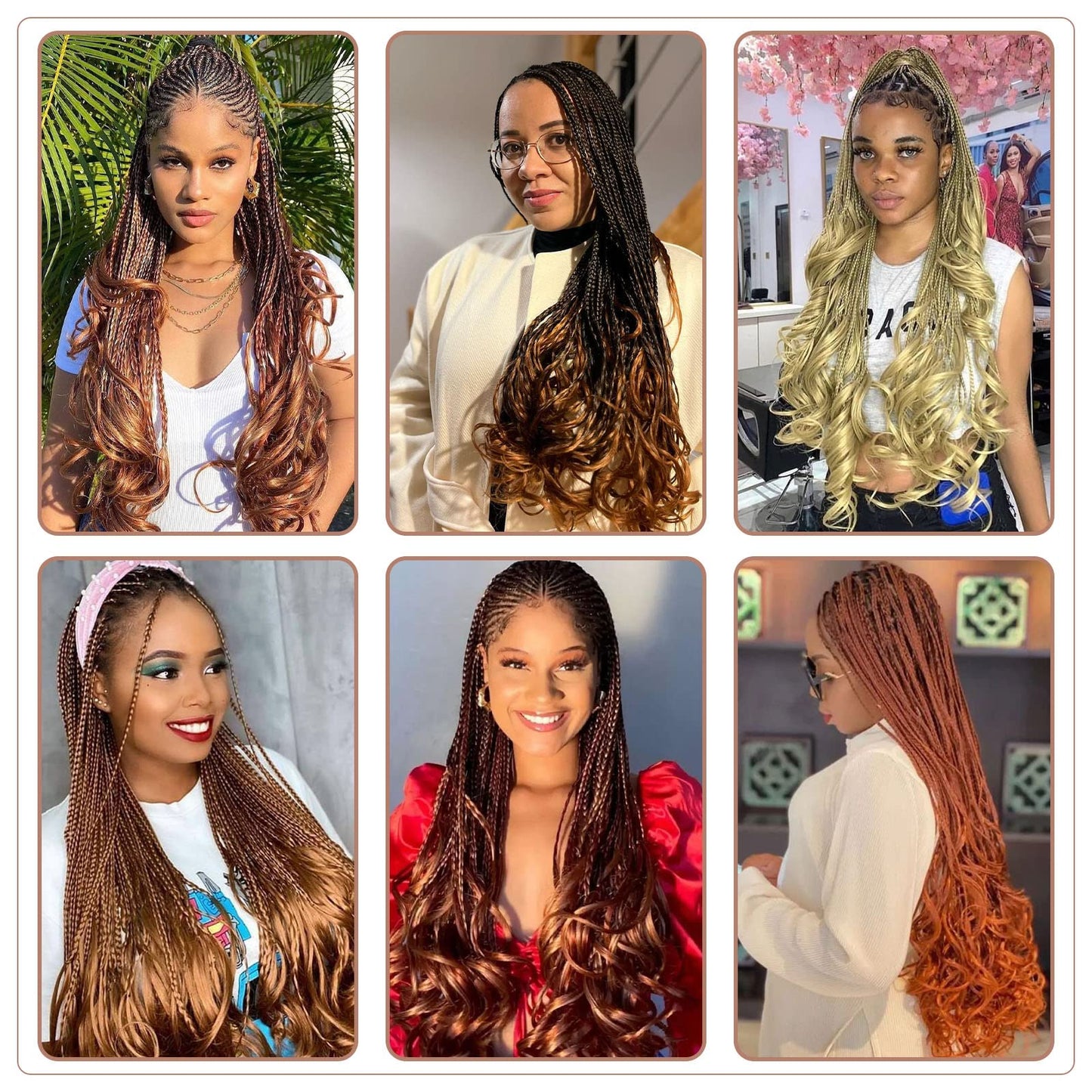 RuiYok 9 Packs French Curl Crochet Braids 10 Inch Ombre Brown Goddess Box Braids Crochet Hair with Curly Ends Synthetic Pre Looped Crochet Box Braids for Women