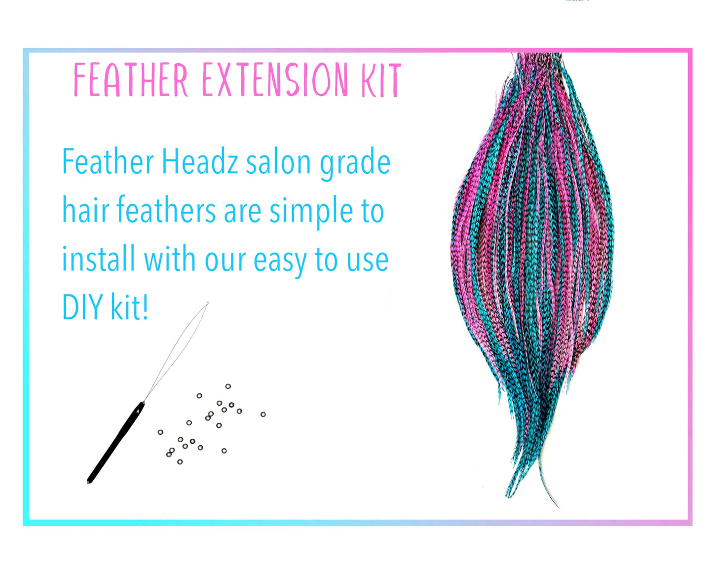 21 Hot Pink & Turquoise Grizzly Color Hair Feathers - 7”- 12” Long - Feathers for Hair Extension, Rooster Feathers DIY Kit - Eye-Catching Design - 10 Micro-link Beads - 100% Real Rooster Feathers