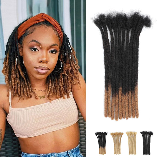 18Inch Dreadlock Extensions Loc Extensions Human Hair 0.6CM 100% Real Human Hair Full Head Handmade Permanent Dreadlocks Extension for Men/Women(18 Inch 30Strands,T1B/30#)