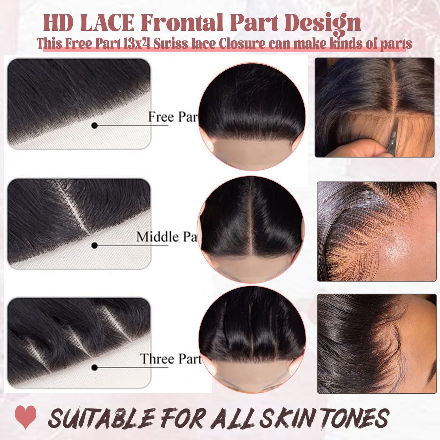 13x4 HD Transparent Lace Closure Human Hair,Body Wave Hd Invisible Lace Closure Virgin Human Hair Pre Bleacked Knots with Baby Hair Ear To Ear 13x4 Clear Film Lace Closure Natural Hairline Black Color