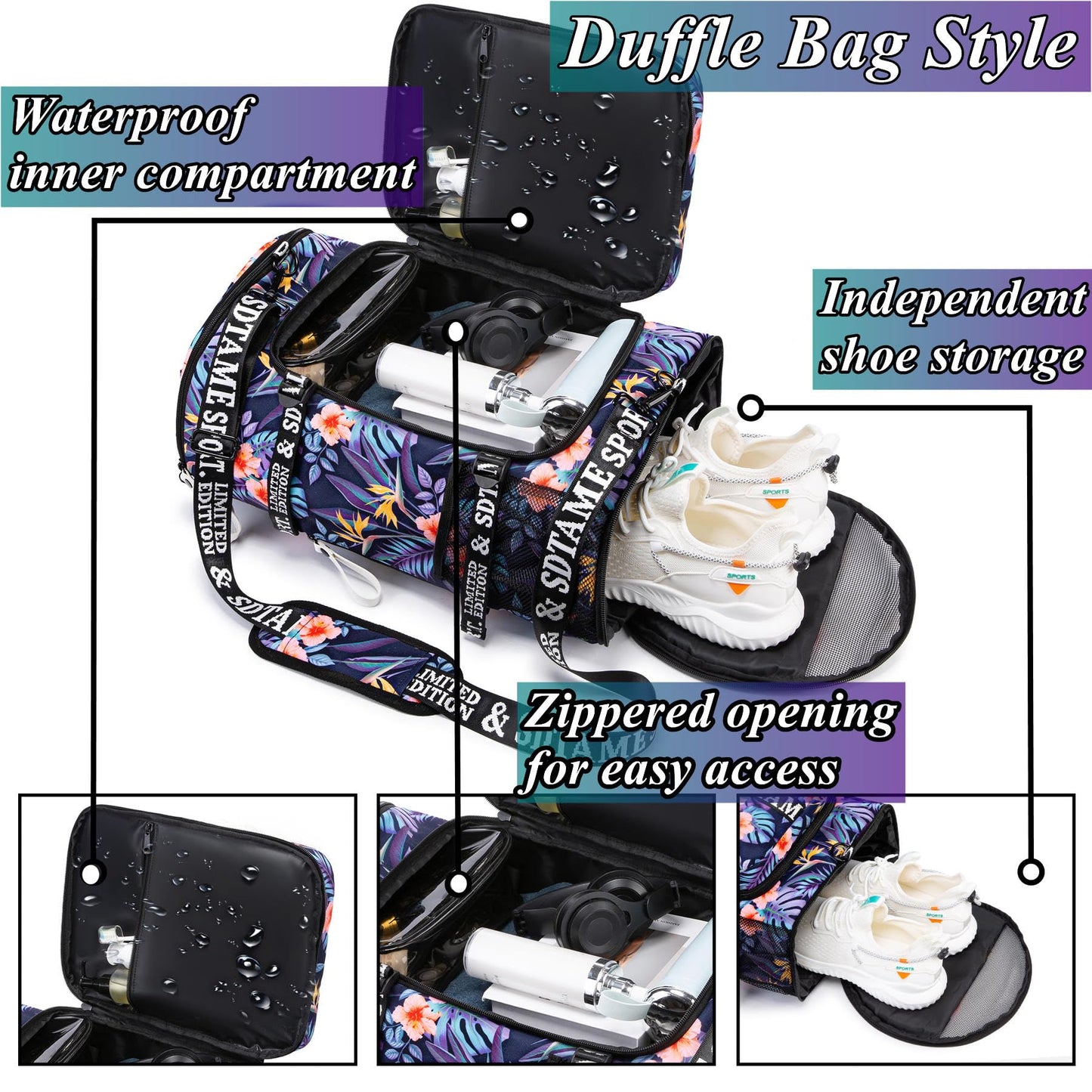 Gym Duffle Bag Backpack with Shoe Compartment,4 ways Travel Backpack for Women and Men,Multi-Functional Weekender bag with Waterproof Layer&Laptop Compartment for Fitness, Travel,Camping(Orange)