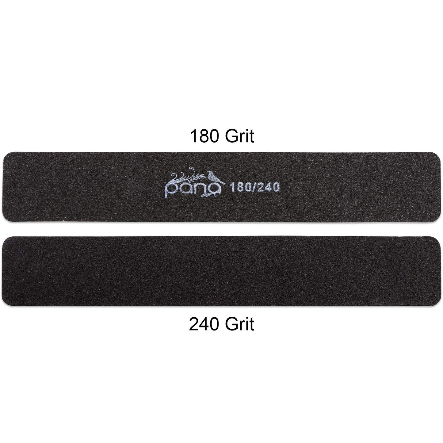 10PCS Jumbo Size PANA Professional Double Sided Nail Files - Black, 180/240 Grit - Emery Board Nail Buffering File Manicure Pedicure Nail Polisher Washable
